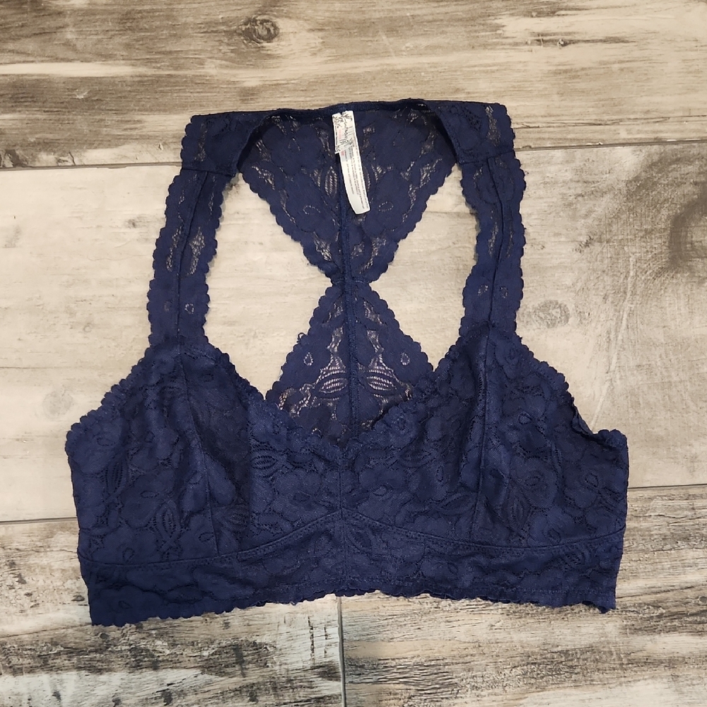 Free People Navy Blue Lace Racerback Bralette